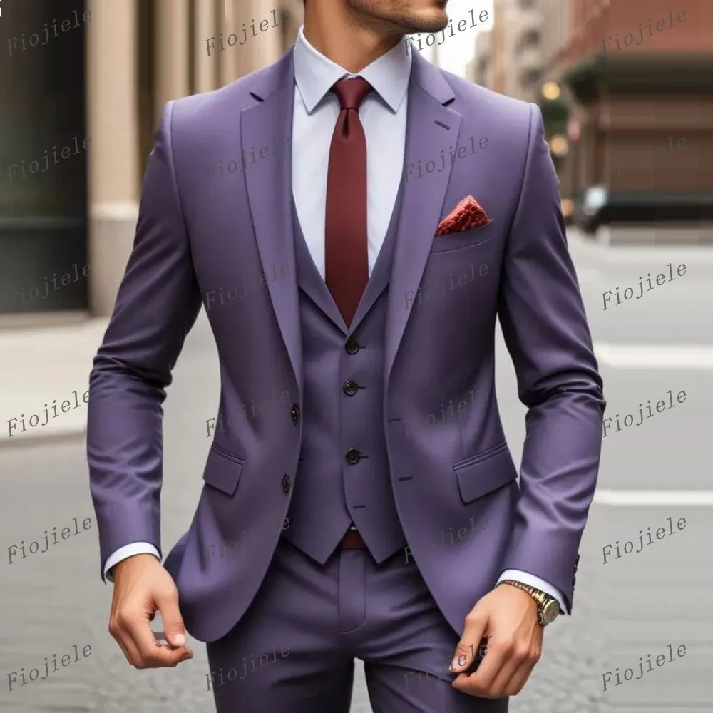New Purple Formal Occasion Men Suit Business Tuxedos Groom Groomsman Wedding Party Prom Male 3 Piece Set Blazer Vest Pants
New Purple Formal Occasion Men Suit Business Tuxedos Groom Groomsman Wedding Party Prom Male 3 Piece Set Blazer Vest Pants