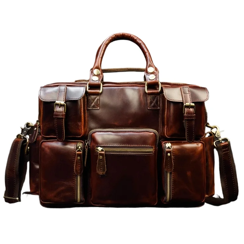 Мужская деловая сумка-портфель из натуральной кожи с несколькими отделениями, для путешествий, офиса и повседневного использования
Мужская деловая сумка-портфель из натуральной кожи с несколькими отделениями, для путешествий, офиса и повседневного использования