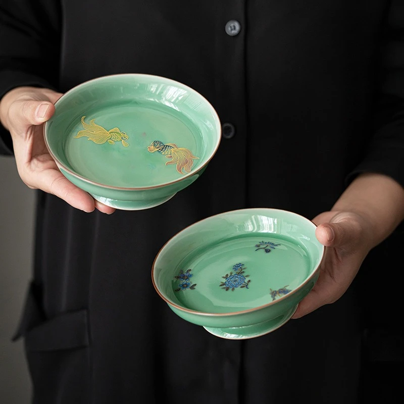 Song style retro celadon tall fruit bowl tea snacks dried fruit snack dish Dim sum plate
Song style retro celadon tall fruit bowl tea snacks dried fruit snack dish Dim sum plate