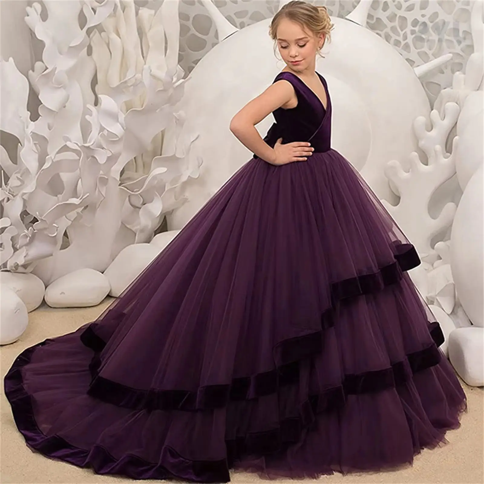 JYS Flower Girl Dress Birthday High Quality Ball Gown Bow Kids Lace Party Princess Court Train Tulle Dress Appliqué Rose
JYS Flower Girl Dress Birthday High Quality Ball Gown Bow Kids Lace Party Princess Court Train Tulle Dress Appliqué Rose