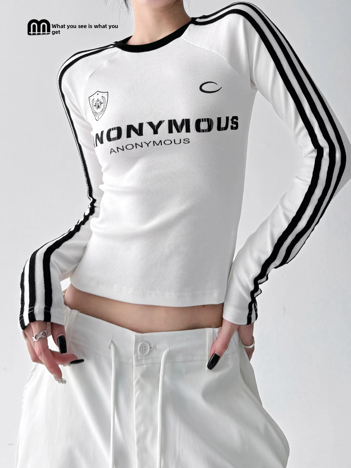 Slim Fit Long Sve T-irt Women's Early Autumn New Stripe Splicing Sport Base irt Top American Sle Cotton Polyester Blend
Slim Fit Long Sve T-irt Women's Early Autumn New Stripe Splicing Sport Base irt Top American Sle Cotton Polyester Blend