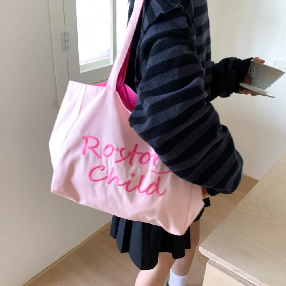 Solid Color Double-sided Tote Bag Letter Embroidery Versatile Canvas Shoulder Bag Large Capacity Casual Women's Handbag
Solid Color Double-sided Tote Bag Letter Embroidery Versatile Canvas Shoulder Bag Large Capacity Casual Women's Handbag