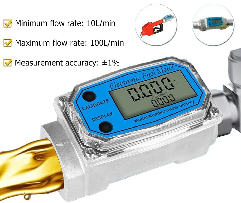 1inch Electronic Turbine Flow Meter High Precision Flowmeter LCD Display Liquid Flow Counter For Water Die Sel Petrol Meth Anol
1inch Electronic Turbine Flow Meter High Precision Flowmeter LCD Display Liquid Flow Counter For Water Die Sel Petrol Meth Anol