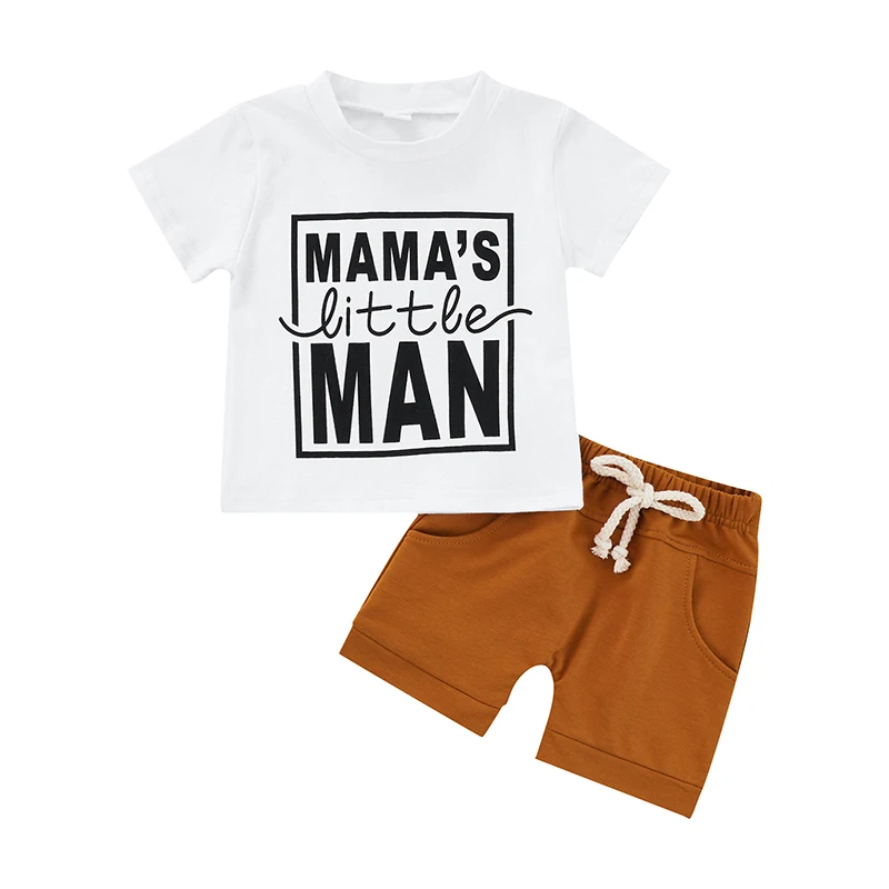Baby Boy s Two-Piece Suit Letter Print Short Sleeve Round Neck Tops Pocket Elastic Waist Shorts
Baby Boy s Two-Piece Suit Letter Print Short Sleeve Round Neck Tops Pocket Elastic Waist Shorts