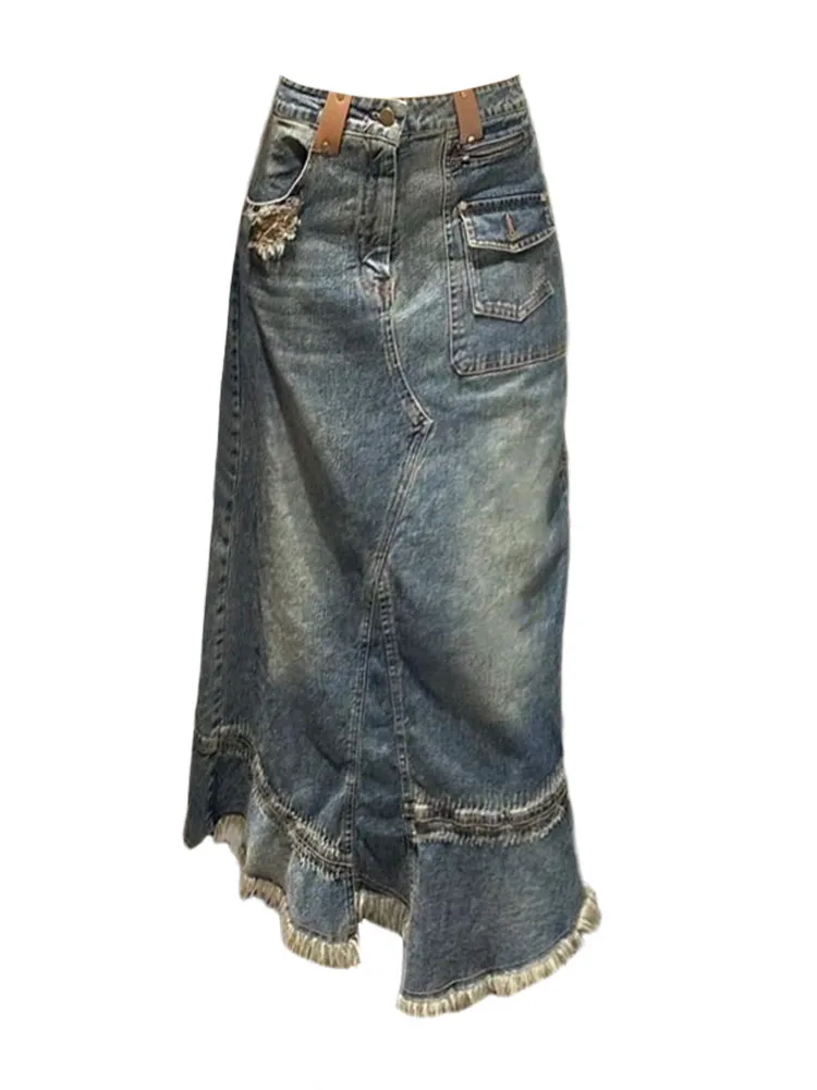 Fashion Harajuku Denim Skirt Women Jeans High Waist Blue A-Line Skirt Sexy Korean Tassels Raw Edge Streetwear American Retro Y2k
Fashion Harajuku Denim Skirt Women Jeans High Waist Blue A-Line Skirt Sexy Korean Tassels Raw Edge Streetwear American Retro Y2k