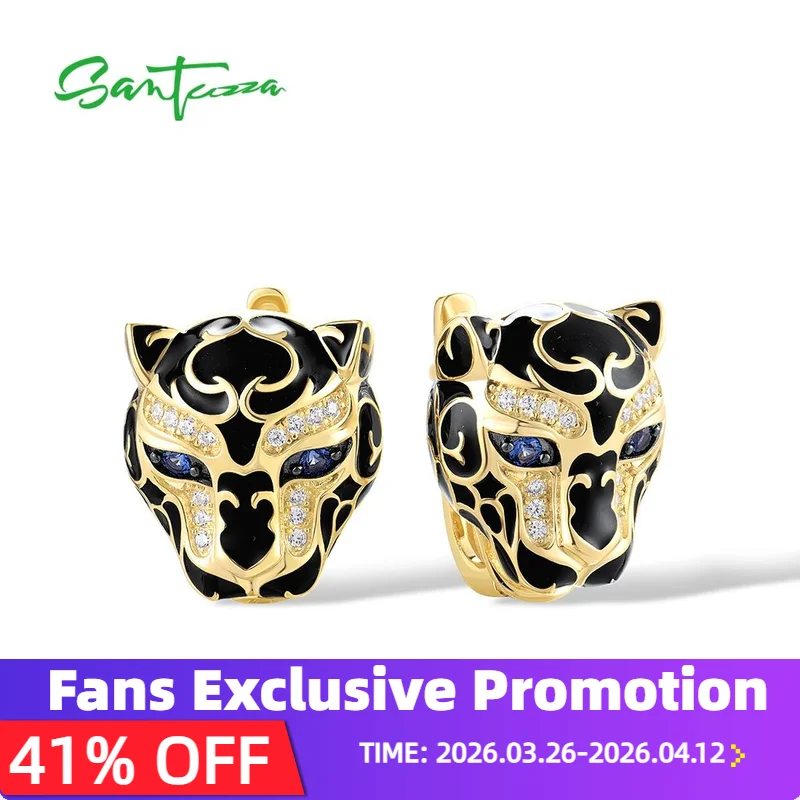 SANTUZZA Real 925 Sterling Silver Black Leopard Earrings For Women Green Spinel Enamel Neutral Style Animal Party Fine Jewelry
SANTUZZA Real 925 Sterling Silver Black Leopard Earrings For Women Green Spinel Enamel Neutral Style Animal Party Fine Jewelry
