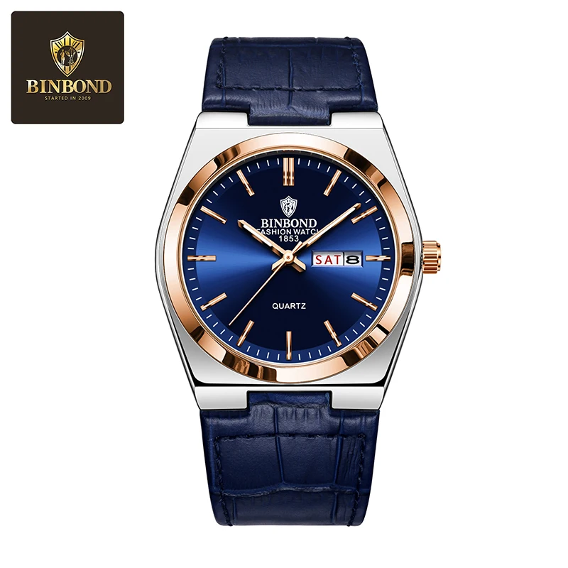 BINBOND Men Watch business Light Luxury brand ultra-thin Waterproof Leather Double Calendar Male Fashion Quartz Clock Watche
BINBOND Men Watch business Light Luxury brand ultra-thin Waterproof Leather Double Calendar Male Fashion Quartz Clock Watche