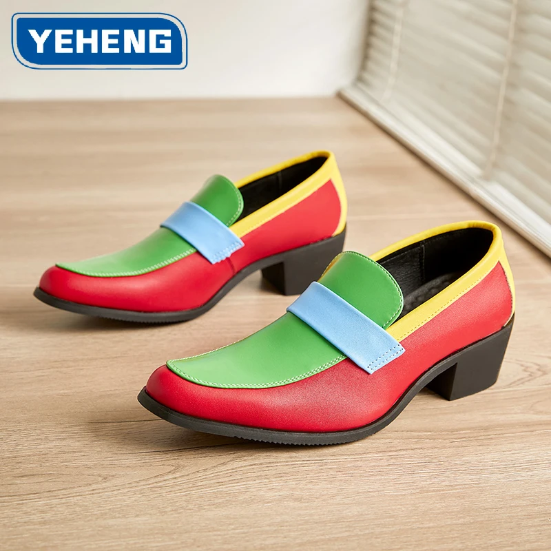 Men's High-Heel Dress Shoes Colorful Block Heel Genuine Leather British Style Chunky Heel Loafers Slip-On Stage & Party Footwear
Men's High-Heel Dress Shoes Colorful Block Heel Genuine Leather British Style Chunky Heel Loafers Slip-On Stage & Party Footwear