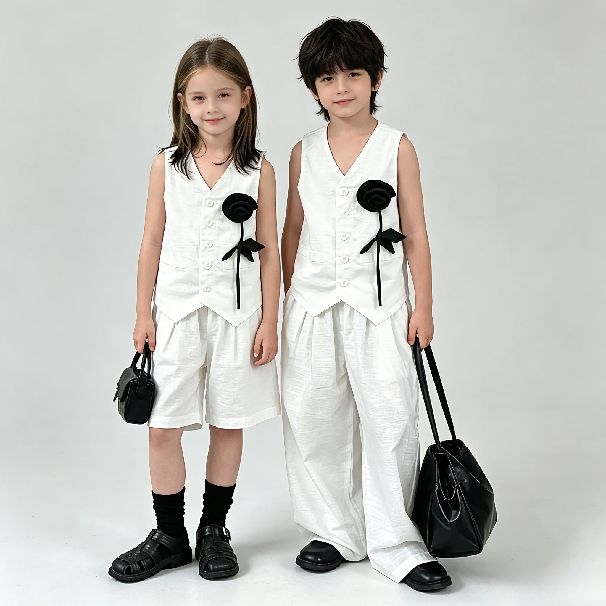 Kids White Vest Set Boys Girls Floral Decor V-Neck Waistcoat Shorts Pants Toddler Summer Formal Party Gentleman Casual Outfit
Kids White Vest Set Boys Girls Floral Decor V-Neck Waistcoat Shorts Pants Toddler Summer Formal Party Gentleman Casual Outfit