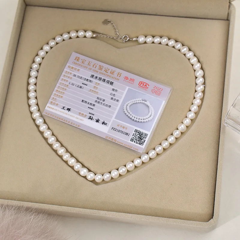 Natural Freshwater Necklace-8Mm Near Round Pearl Choker S925 Sterling Silver Plain Chain
Natural Freshwater Necklace-8Mm Near Round Pearl Choker S925 Sterling Silver Plain Chain
