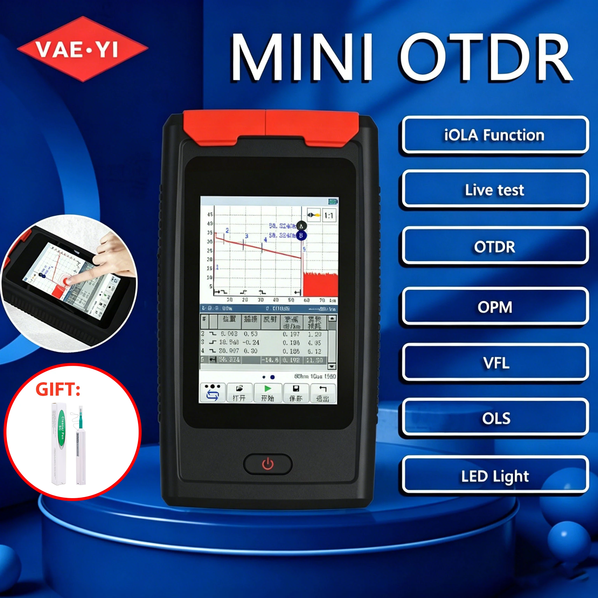 MINi OTDR Active Fiber Live Test 1310nm IOLA 1550nm 20dB Fiber Optic Reflectometer Touch Screen OLS OPM Visual Fault Locator
MINi OTDR Active Fiber Live Test 1310nm IOLA 1550nm 20dB Fiber Optic Reflectometer Touch Screen OLS OPM Visual Fault Locator