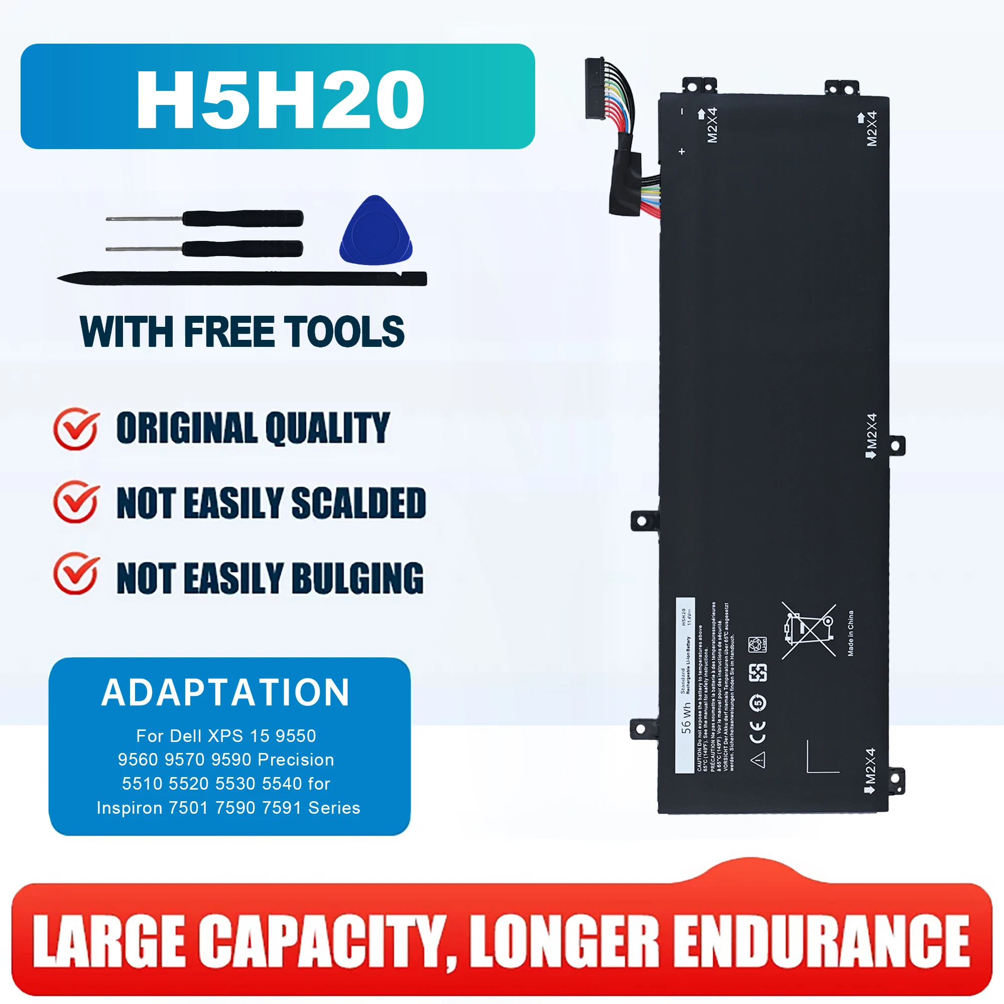 11.4V 56WH H5H20 Laptop Battery For DELL XPS 15 9570 9560 7590 For DELL Precision 5520 5530 Series Notebook
11.4V 56WH H5H20 Laptop Battery For DELL XPS 15 9570 9560 7590 For DELL Precision 5520 5530 Series Notebook