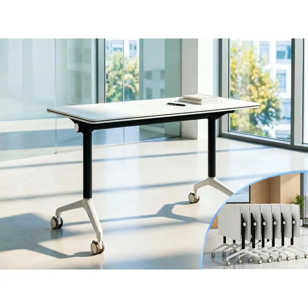 59 Modern Corner Training Table with Lockable Wheels, Stackable Meeting Desk for Office or Classroom (Set of 2), White
59 Modern Corner Training Table with Lockable Wheels, Stackable Meeting Desk for Office or Classroom (Set of 2), White