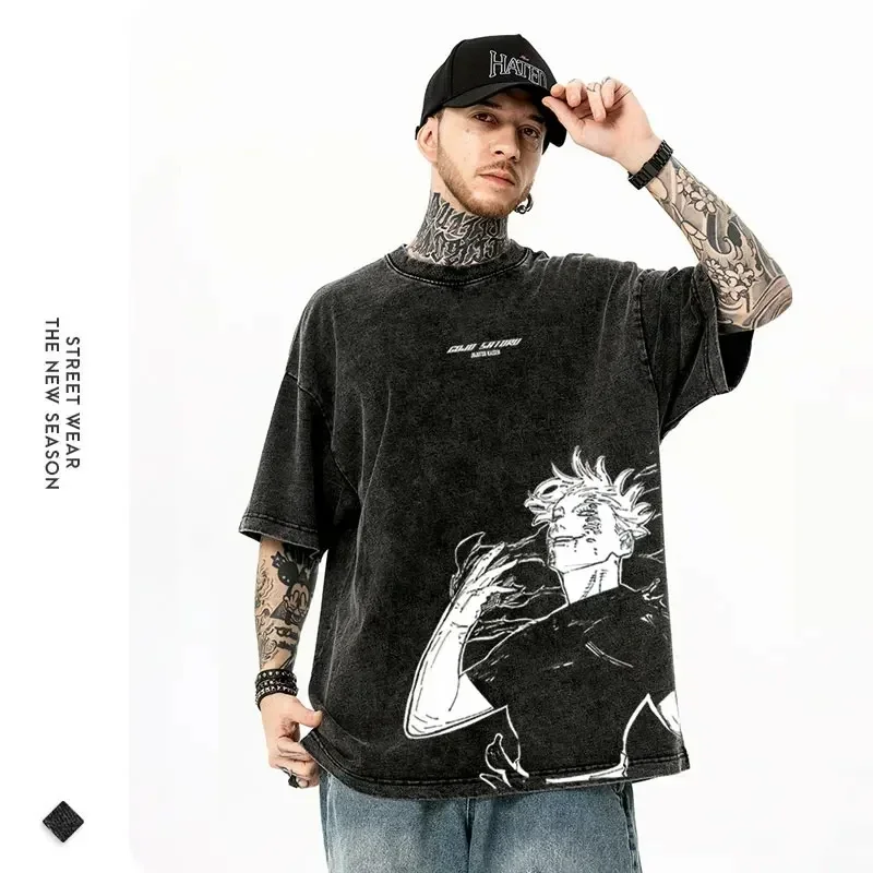 Anime Jujutsu T Shirt Vintage Washed Gojo Saturo T-shirts Men Retro Streetwear Short Sleeve Manga Fushiguro Toji Tops Tees Women
Anime Jujutsu T Shirt Vintage Washed Gojo Saturo T-shirts Men Retro Streetwear Short Sleeve Manga Fushiguro Toji Tops Tees Women