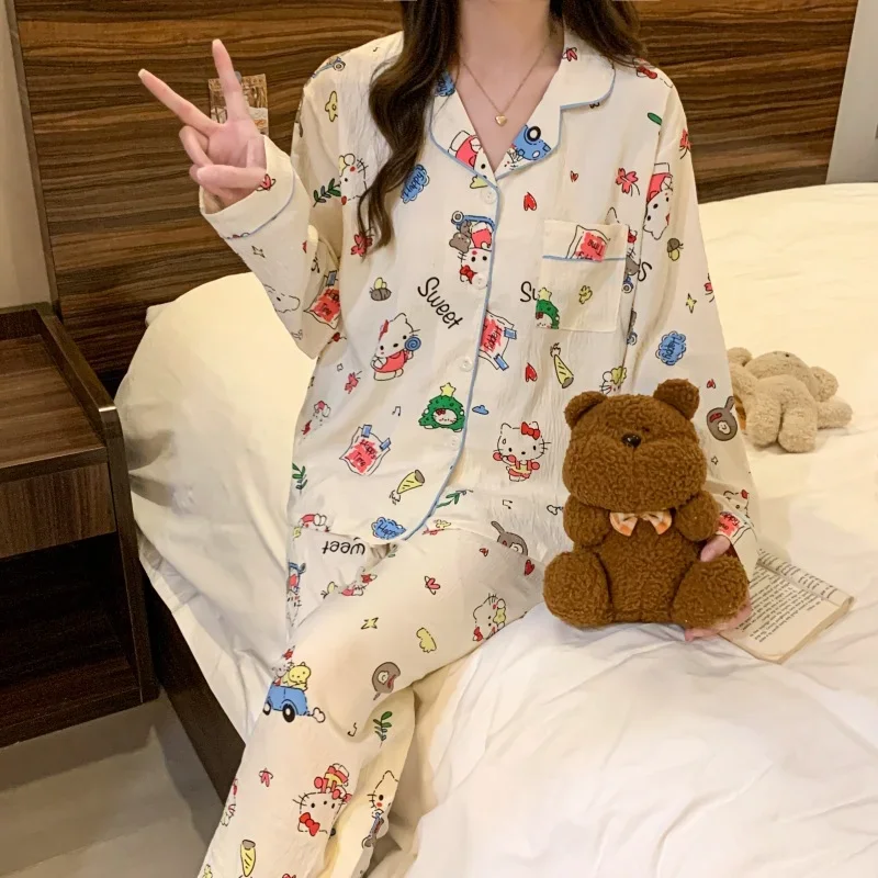 Пижамы Sanrio, весенние повседневные и удобные костюмы-двойки, одежда для дома Hello Kitty, домашняя одежда Sanrio, пижамы с героями мультфильмов «Hello Kitty»
Пижамы Sanrio, весенние повседневные и удобные костюмы-двойки, одежда для дома Hello Kitty, домашняя одежда Sanrio, пижамы с героями мультфильмов «Hello Kitty»
