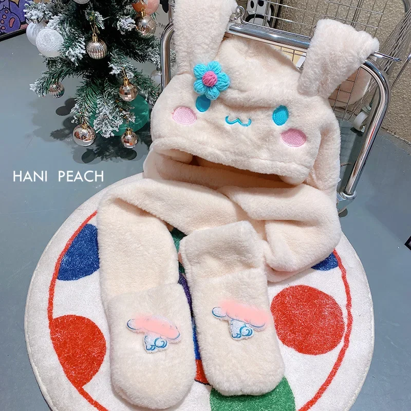 Женская одежда Sanrio аксессуары Kawaii Cinnamoroll зимние длинные уши милая собака ремонт плюшевая шапка шарф встроенный теплый
Женская одежда Sanrio аксессуары Kawaii Cinnamoroll зимние длинные уши милая собака ремонт плюшевая шапка шарф встроенный теплый