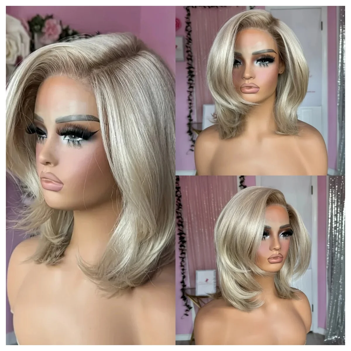 Ash Blonde Short Bob Wig with Dark Roots Ombre Highlight Natural Wave 13x4 Lace Frontal HD Transparent Synthetic Hair Wig
Ash Blonde Short Bob Wig with Dark Roots Ombre Highlight Natural Wave 13x4 Lace Frontal HD Transparent Synthetic Hair Wig