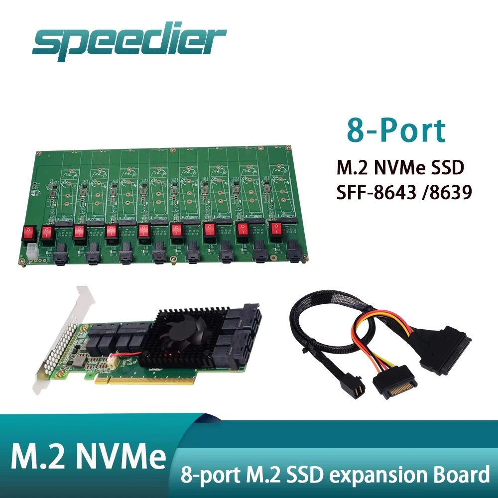 8-Port 8-channe M.2 NVMe SSD Test Board Expansion Card High Temp Resistant Hot Swap SSD Flashing Custom SFF 8643 SFF-8639 Cable
8-Port 8-channe M.2 NVMe SSD Test Board Expansion Card High Temp Resistant Hot Swap SSD Flashing Custom SFF 8643 SFF-8639 Cable