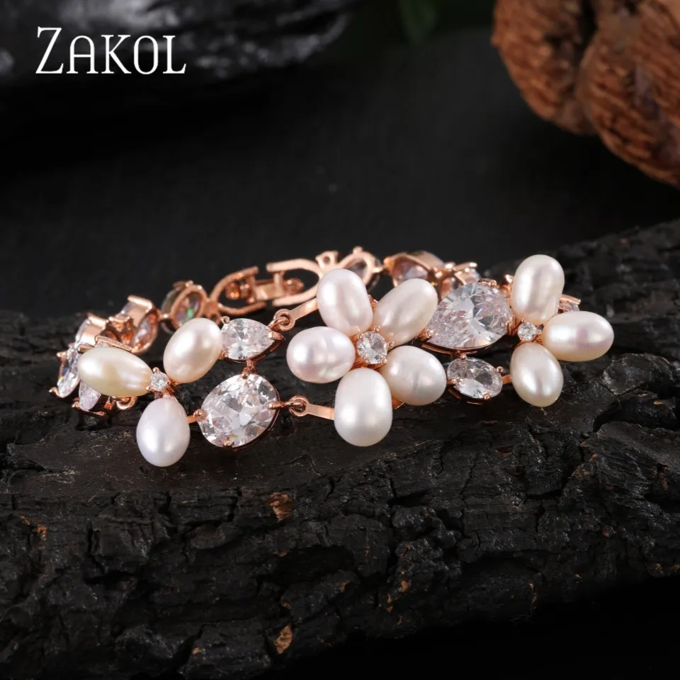 ZAKOL Trendy Imitation Pearl Bracelets & Bangles for Women Rose Gold Plated Zircon Flower Bridal Wedding Party Jewelry
ZAKOL Trendy Imitation Pearl Bracelets & Bangles for Women Rose Gold Plated Zircon Flower Bridal Wedding Party Jewelry