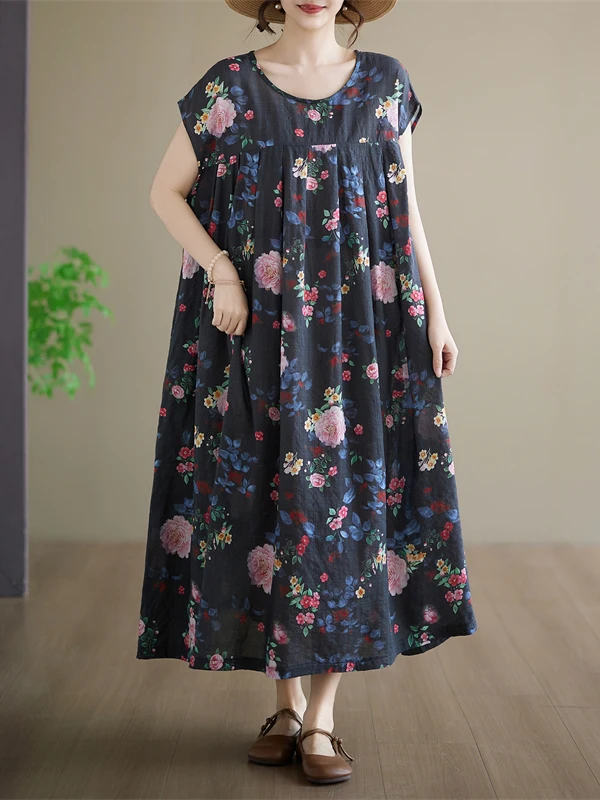 Summer New Vintage Print Loose Short Sleeve Dress Meat Conceal Slim Comfortable Midi Skirt Mommy's Clothing High Waist Cotton...
Summer New Vintage Print Loose Short Sleeve Dress Meat Conceal Slim Comfortable Midi Skirt Mommy's Clothing High Waist Cotton...
