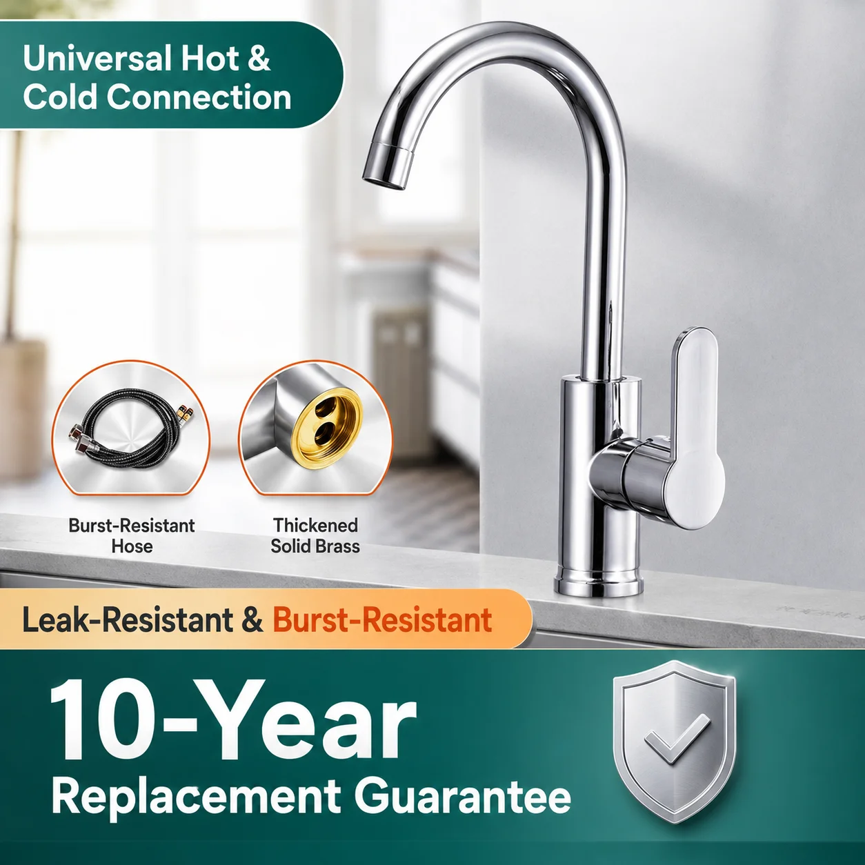 SUS304 Stainless Steel Kitchen Faucet Hot Cold Water Mixer Tap 360 Swivel Anti-Splash Sink Faucet for Bathroom Basin Solid Brass
SUS304 Stainless Steel Kitchen Faucet Hot Cold Water Mixer Tap 360 Swivel Anti-Splash Sink Faucet for Bathroom Basin Solid Brass