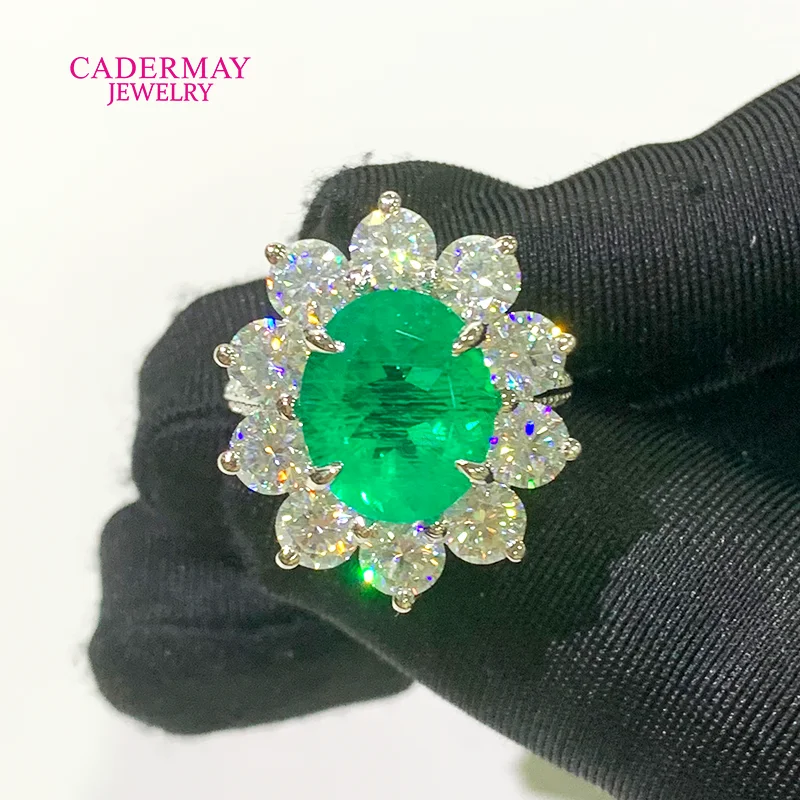 Customized 925 Silver 10x12mm Oval Cut Lab Emerald Ring Halo Moissanite Engagement Ring Emerald Ring Women Gift Party
Customized 925 Silver 10x12mm Oval Cut Lab Emerald Ring Halo Moissanite Engagement Ring Emerald Ring Women Gift Party