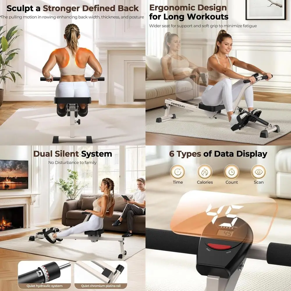 Hydraulic Rowing hine or Home, Compact Adjustable Rower with 12 ResiLevels, 300LBS Weight acity, ull Body Workout Equipment
Hydraulic Rowing hine or Home, Compact Adjustable Rower with 12 ResiLevels, 300LBS Weight acity, ull Body Workout Equipment