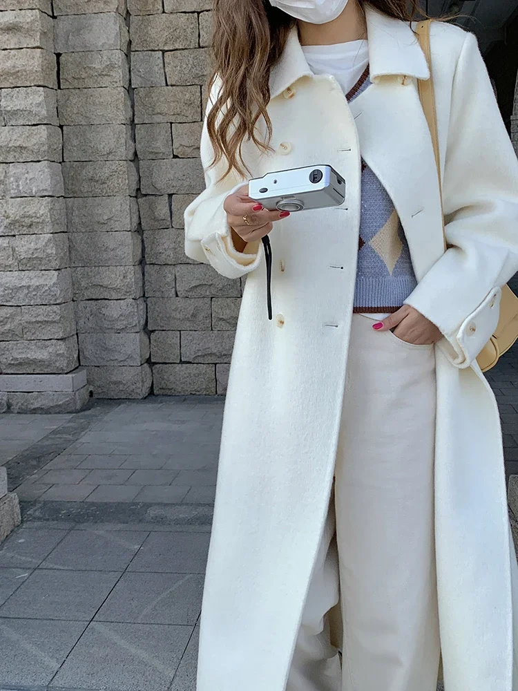RosEvans White Double-sided Cashmere Coat Women Korean Fashion Double-breasted Coat Women Mid-length Black Pure Wool Coat Women
RosEvans White Double-sided Cashmere Coat Women Korean Fashion Double-breasted Coat Women Mid-length Black Pure Wool Coat Women