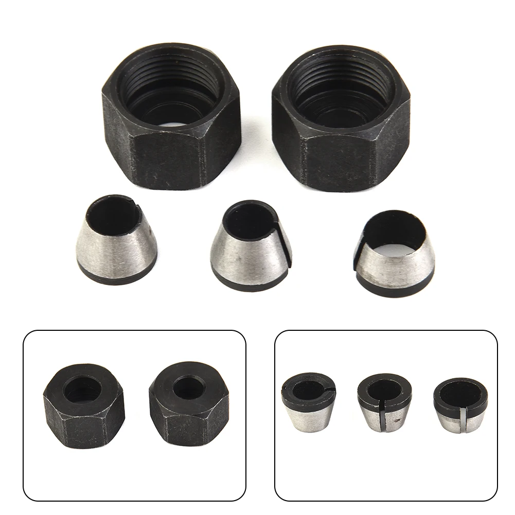 Trimmer Collet Chuck Router Bit Engraving Trimming Machine 1/4" 6mm 8mm 5pcs Power Tool Accessory Replacement Carbon Steel
Trimmer Collet Chuck Router Bit Engraving Trimming Machine 1/4" 6mm 8mm 5pcs Power Tool Accessory Replacement Carbon Steel