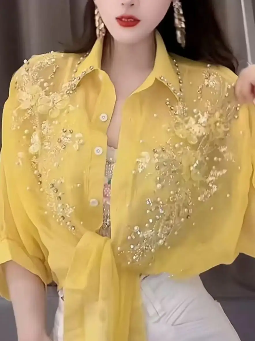Luxury Design Sparkle Sequins Sunscreen Cardigan Shirts Blouses For Women's Summer Y2K Crop Top Korean Popular Clothes
Luxury Design Sparkle Sequins Sunscreen Cardigan Shirts Blouses For Women's Summer Y2K Crop Top Korean Popular Clothes