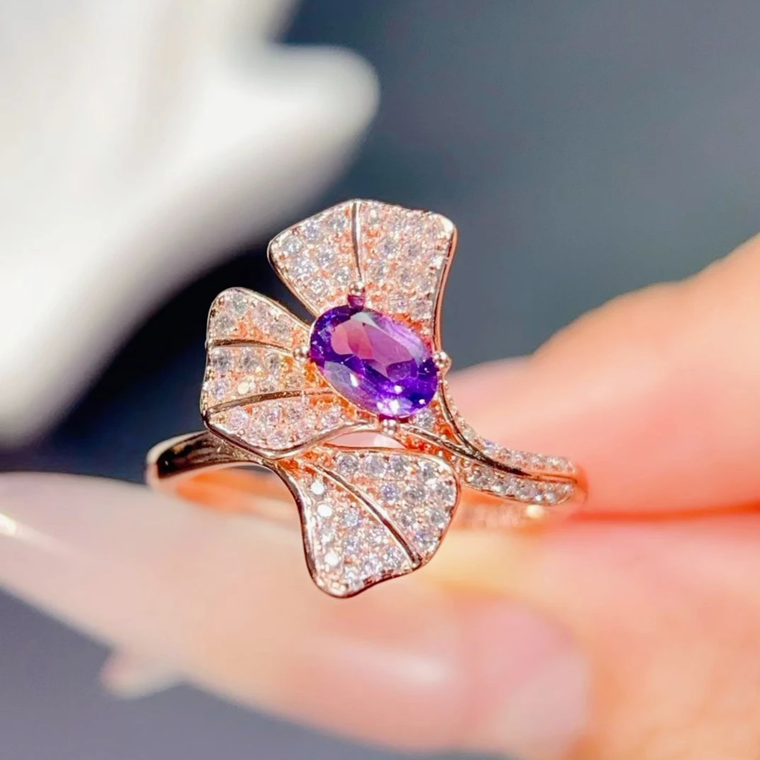 Genuine 925 Silver Amethyst Ring 4x6mm 0.5ct Natural Amethyst Jewelry with Certificate Gold Plated Silver Crystal Ring for Girl
Genuine 925 Silver Amethyst Ring 4x6mm 0.5ct Natural Amethyst Jewelry with Certificate Gold Plated Silver Crystal Ring for Girl