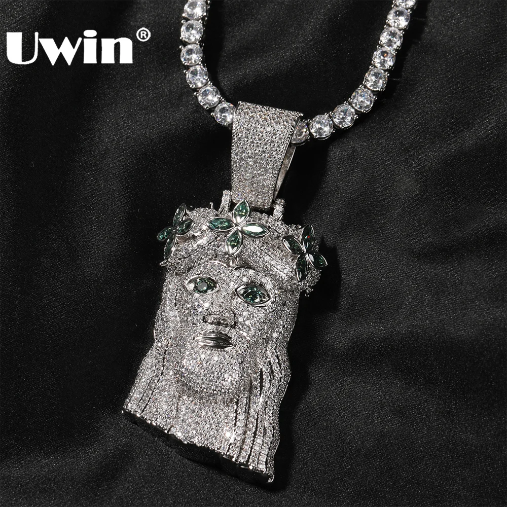 UWIN Christian Jesus Pendant Necklace Full Iced Out Green/Clear Cubic Zircon Charms Fashion Hip Hop Jewelry for Gift
UWIN Christian Jesus Pendant Necklace Full Iced Out Green/Clear Cubic Zircon Charms Fashion Hip Hop Jewelry for Gift