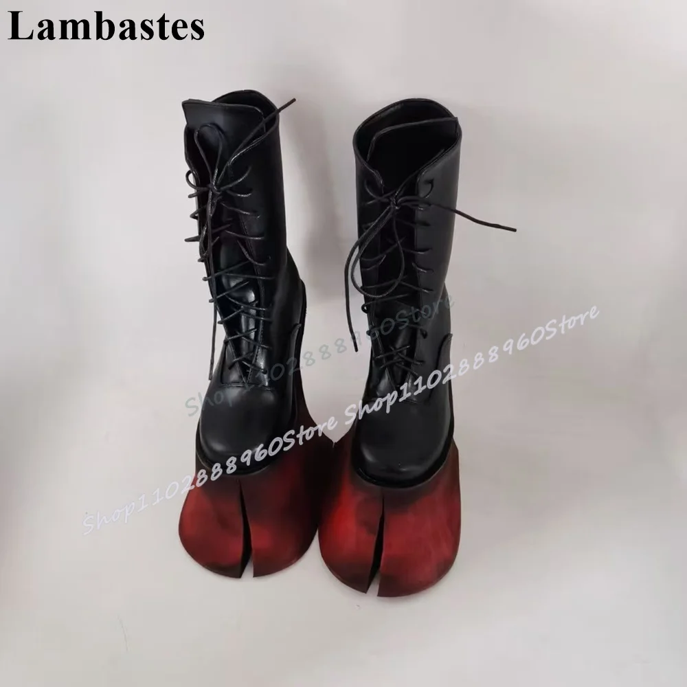 Mid Calf Black Cross Tied Hippocrepiform Boots Strange Style Heel Women Shoes Round Toe Occidental Style Catwalk Women Boots
Mid Calf Black Cross Tied Hippocrepiform Boots Strange Style Heel Women Shoes Round Toe Occidental Style Catwalk Women Boots