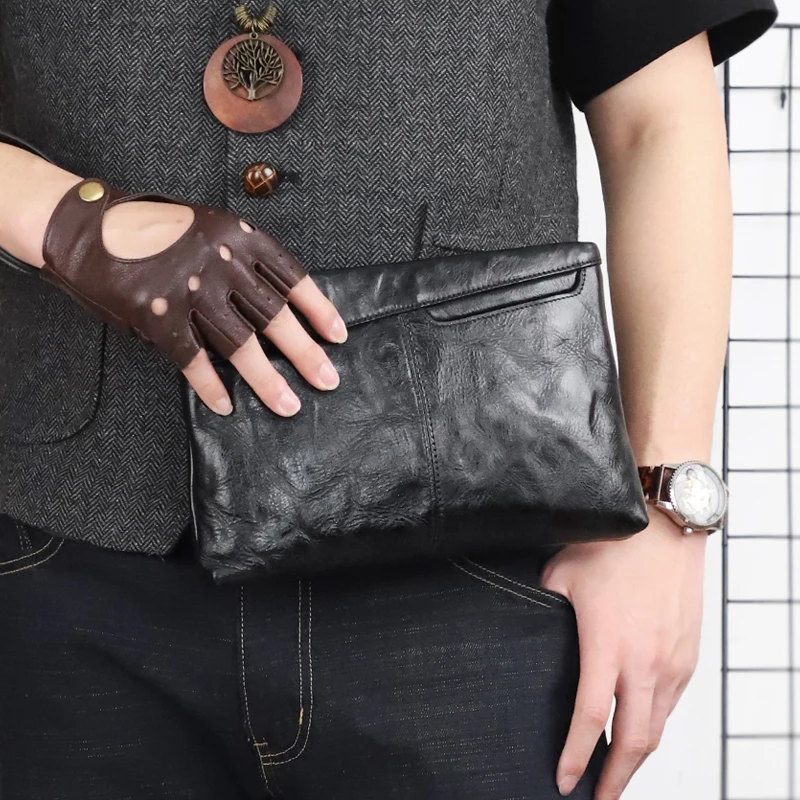 Men's Clutch Bags Cow Genuine Leather Vintage Big Soft Hand Bag For Male Long Wallets Envelope Bag Phone Pocket Black
Men's Clutch Bags Cow Genuine Leather Vintage Big Soft Hand Bag For Male Long Wallets Envelope Bag Phone Pocket Black