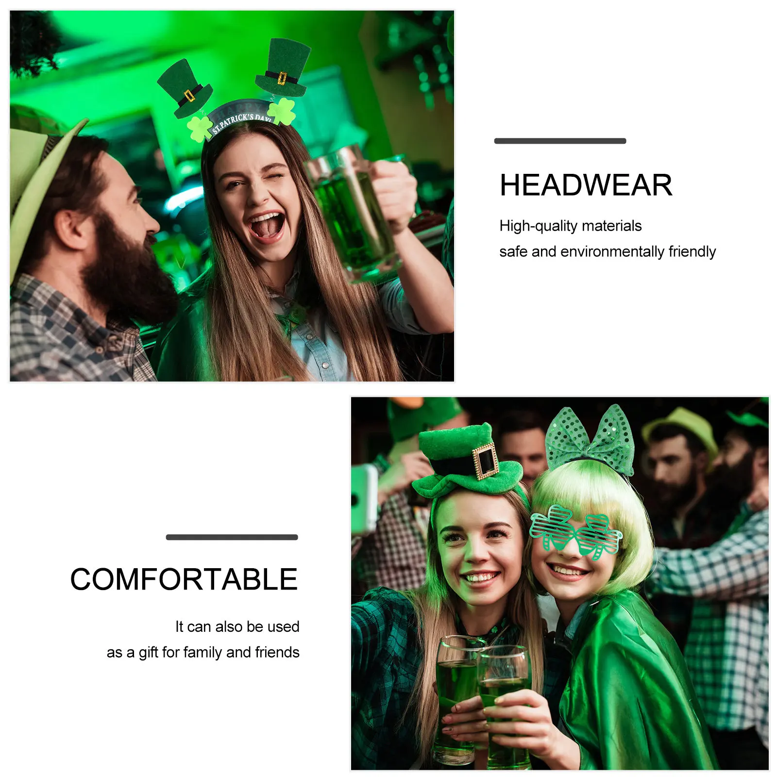 6 шт. повязок на голову с бантом-бабочкой, регулируемая фиксация, идеальный подарок для друзей и родственников на День Святого Патрика
6 шт. повязок на голову с бантом-бабочкой, регулируемая фиксация, идеальный подарок для друзей и родственников на День Святого Патрика