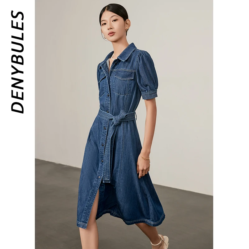 DENYBULES 2024 Summer New Elegant French Tencel Dress Denim Dress Short Sleeve Single-Breasted Mid-Length Slim Dresses for Women
DENYBULES 2024 Summer New Elegant French Tencel Dress Denim Dress Short Sleeve Single-Breasted Mid-Length Slim Dresses for Women