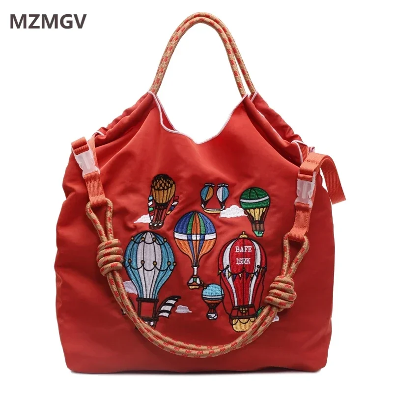 Fashion Hot Air Balloon Pattern Nylon Embroidery Shoulder Bag Summer Lightweight Large Capacity Eco-friendly Shopping Tote Bag
Fashion Hot Air Balloon Pattern Nylon Embroidery Shoulder Bag Summer Lightweight Large Capacity Eco-friendly Shopping Tote Bag