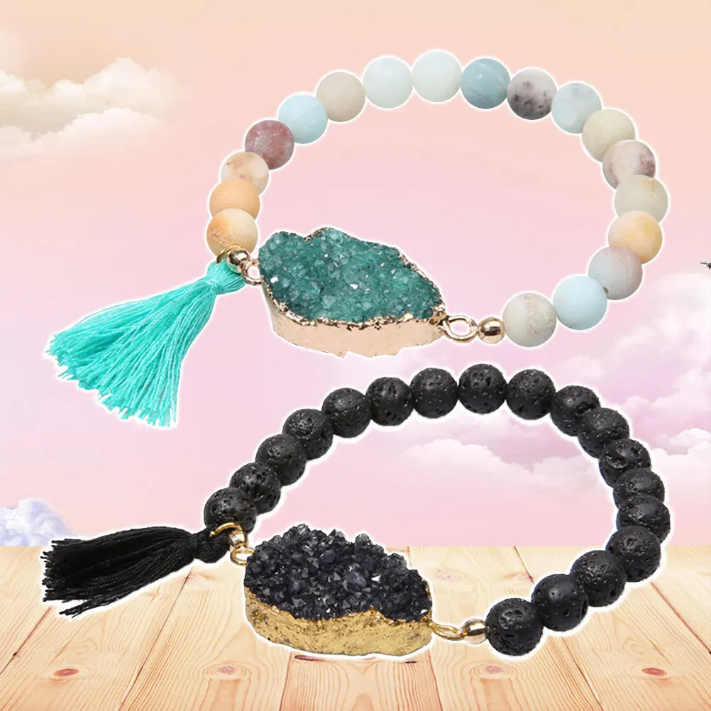 2pcs Volcanic Stone Bead Bracelet For Women Men Natural Crystal Tassel Durable Stylish Youthful Accessory Birthday Gift Daily
2pcs Volcanic Stone Bead Bracelet For Women Men Natural Crystal Tassel Durable Stylish Youthful Accessory Birthday Gift Daily