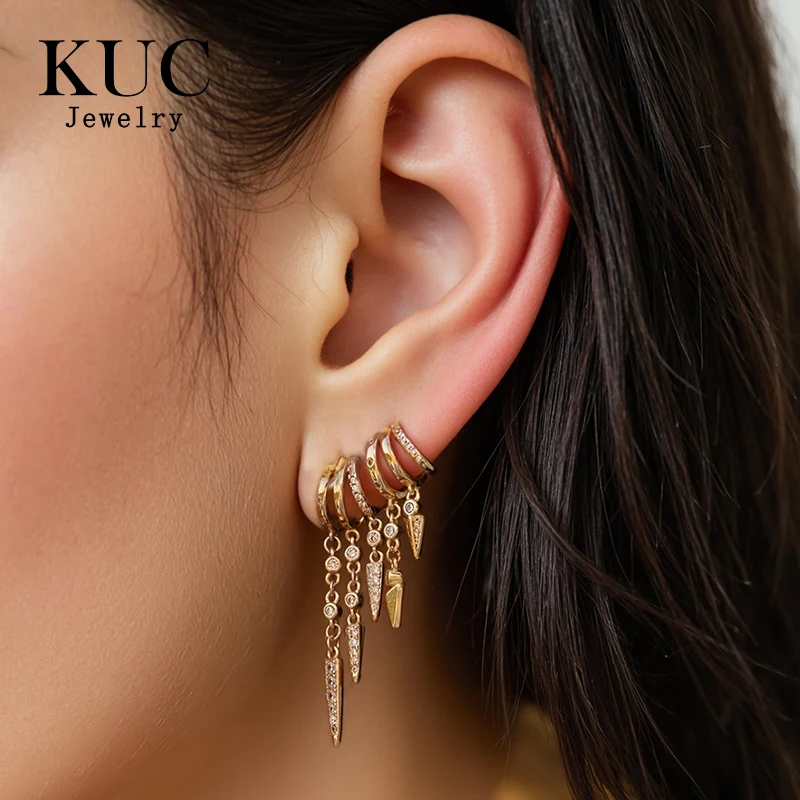 925 Sterling Silver Stacked Earrings Triple Hoop Illusion Series Girls Dangle Zircon Tassel Personalized Drop Earring for Women
925 Sterling Silver Stacked Earrings Triple Hoop Illusion Series Girls Dangle Zircon Tassel Personalized Drop Earring for Women