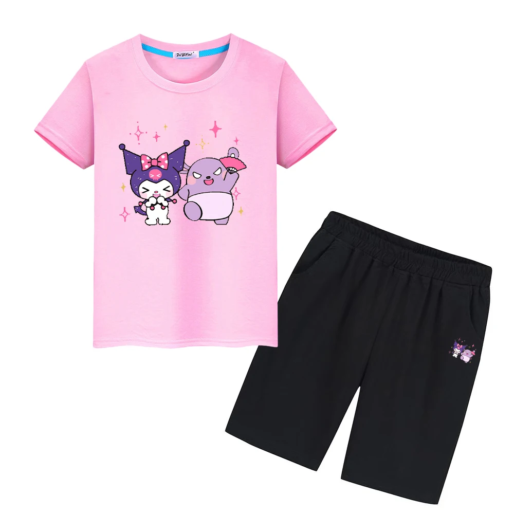Sanrio boy girls Sports Sets 100%Cotton T-shirt Kawaii 2pcs Tops+short Kuromi Anime Tshirts kids boutique clothes Children suit
Sanrio boy girls Sports Sets 100%Cotton T-shirt Kawaii 2pcs Tops+short Kuromi Anime Tshirts kids boutique clothes Children suit