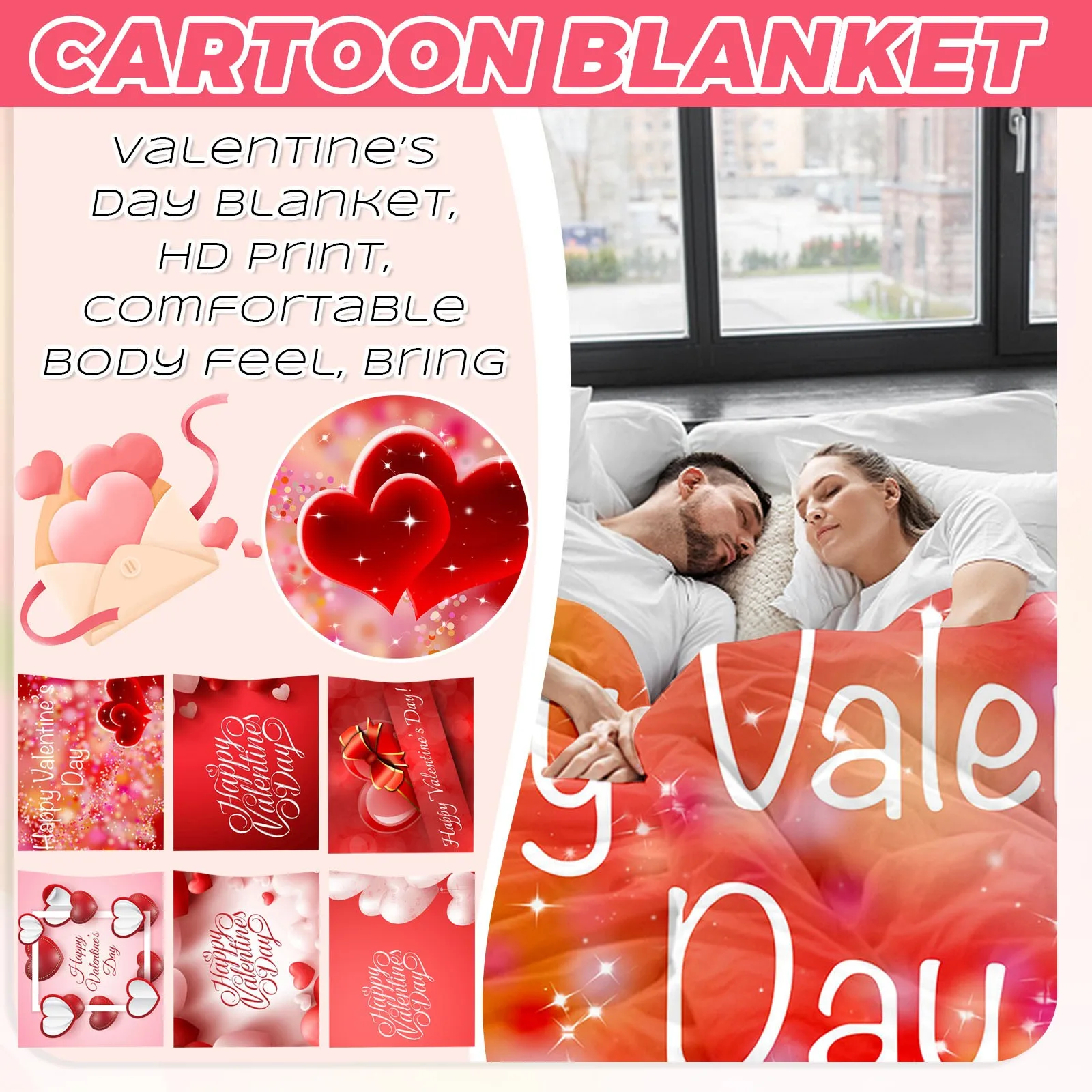 150 × 200cm Valentine's Day Family Bedroom Sofa Blanket Flannel Digital Printed Blanket Conditioning Blanket Sofa Blanket
150 × 200cm Valentine's Day Family Bedroom Sofa Blanket Flannel Digital Printed Blanket Conditioning Blanket Sofa Blanket