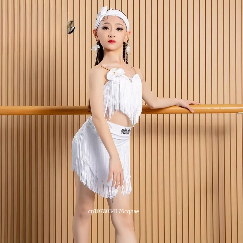 Girls White Fringe Latin Dance Dress Kids Two Piece Sleeveless Ballroom Competition Costume Children Salsa Tango Practice Outfit
Girls White Fringe Latin Dance Dress Kids Two Piece Sleeveless Ballroom Competition Costume Children Salsa Tango Practice Outfit