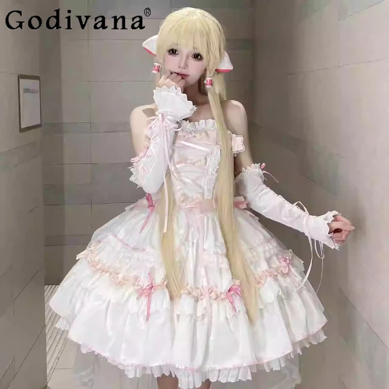 Spring Summer Elegant Lolita Sweet Ruffles Slash Neck Strapless Princess Dress Fashion High Waist Versatile Cake Fairy Dresses
Spring Summer Elegant Lolita Sweet Ruffles Slash Neck Strapless Princess Dress Fashion High Waist Versatile Cake Fairy Dresses