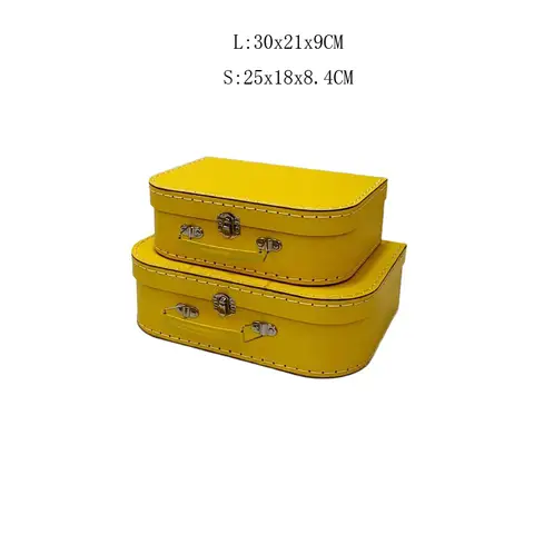 2Pcs/Set Cardboard Hand Suture Suitcase Styling Gift Box Metal Handle Baby Clothes Women's Lingerie Packaging Toy Storage Carton