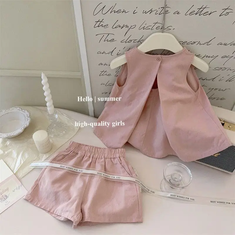 Summer Baby Girls Clothes Set Sweet Sleeveless Doll Top Solid Color Shorts 2 Pieces Suit Children Fashion Girl Clothing Outfit
Summer Baby Girls Clothes Set Sweet Sleeveless Doll Top Solid Color Shorts 2 Pieces Suit Children Fashion Girl Clothing Outfit