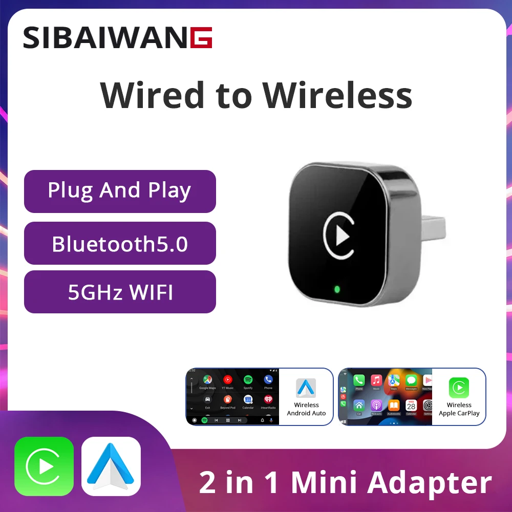New 2 in 1 Wireless CarPlay Android Auto Adapter USB Dongle Smart Mini Box Plug And Play For VW Toyota Nissan Honda Ford Benz
New 2 in 1 Wireless CarPlay Android Auto Adapter USB Dongle Smart Mini Box Plug And Play For VW Toyota Nissan Honda Ford Benz