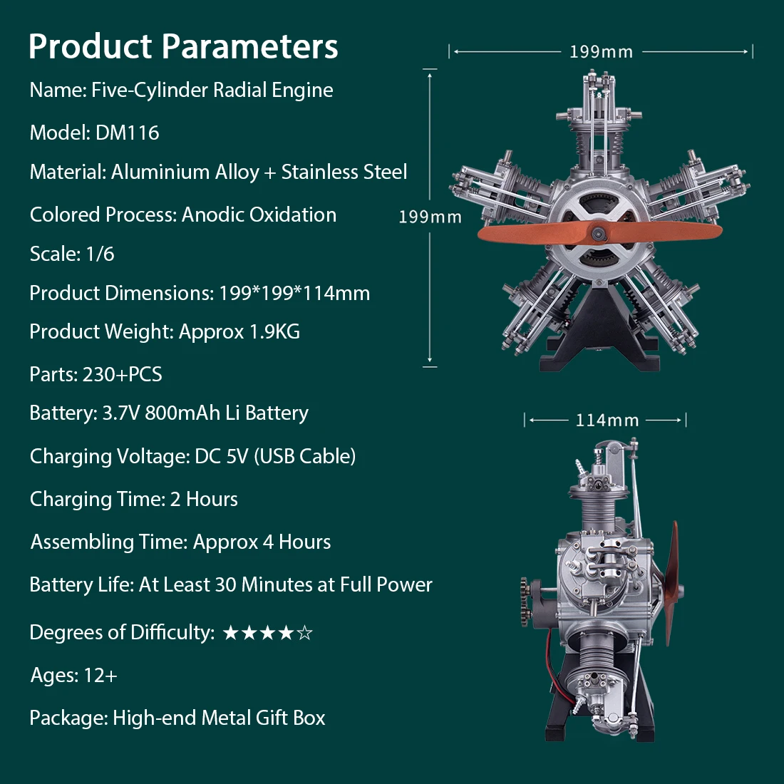 US Stock KIT TECHING Display Model Radial Engine 5 Cylinders Engine Electric Model Metal Machinery Assembly Building Kits Parts
US Stock KIT TECHING Display Model Radial Engine 5 Cylinders Engine Electric Model Metal Machinery Assembly Building Kits Parts