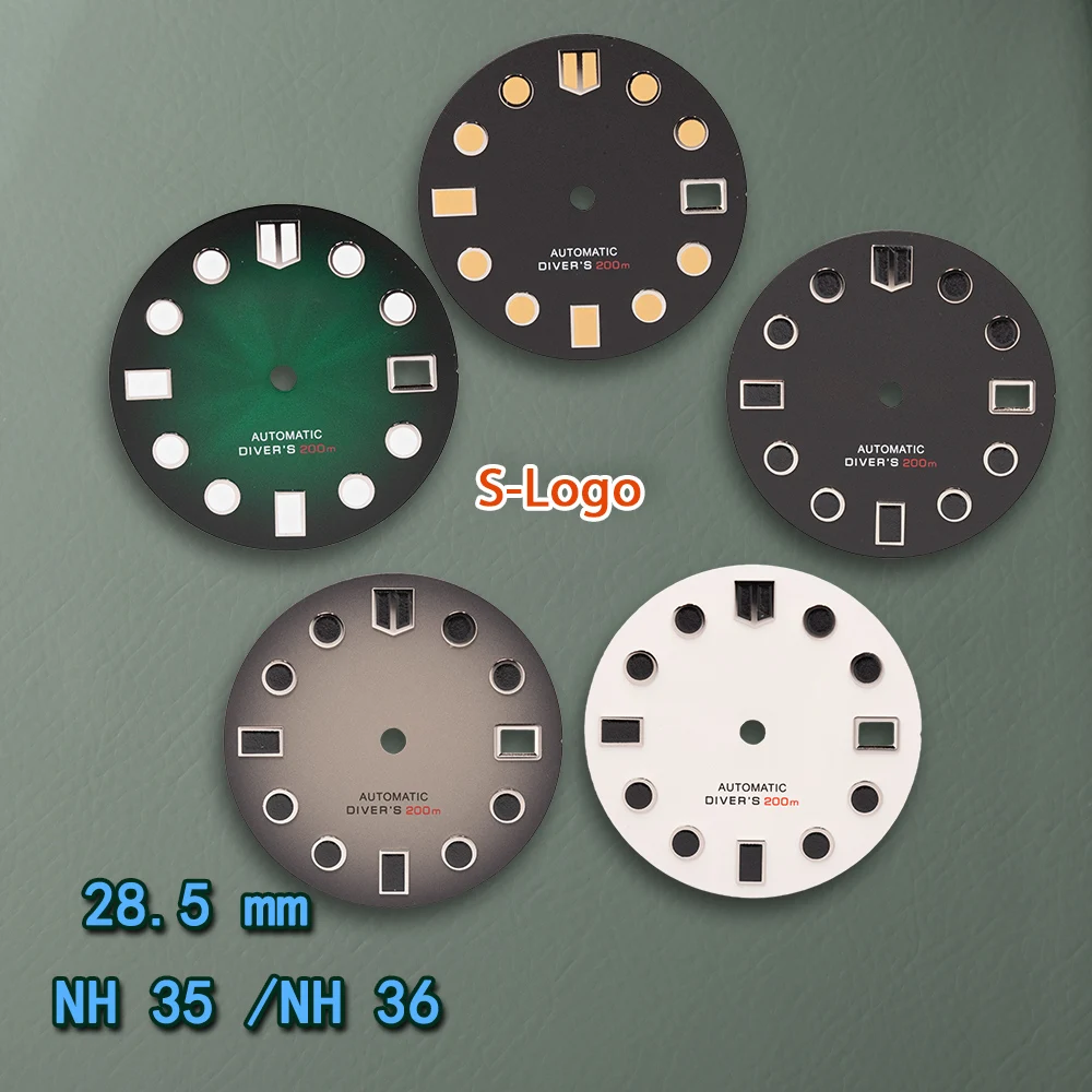 S Logo 28.5mm Automatic Diver's Dial Suitable for NH35/NH36/7S/4R Japanese Movement Watch Modification Accessories repair
S Logo 28.5mm Automatic Diver's Dial Suitable for NH35/NH36/7S/4R Japanese Movement Watch Modification Accessories repair