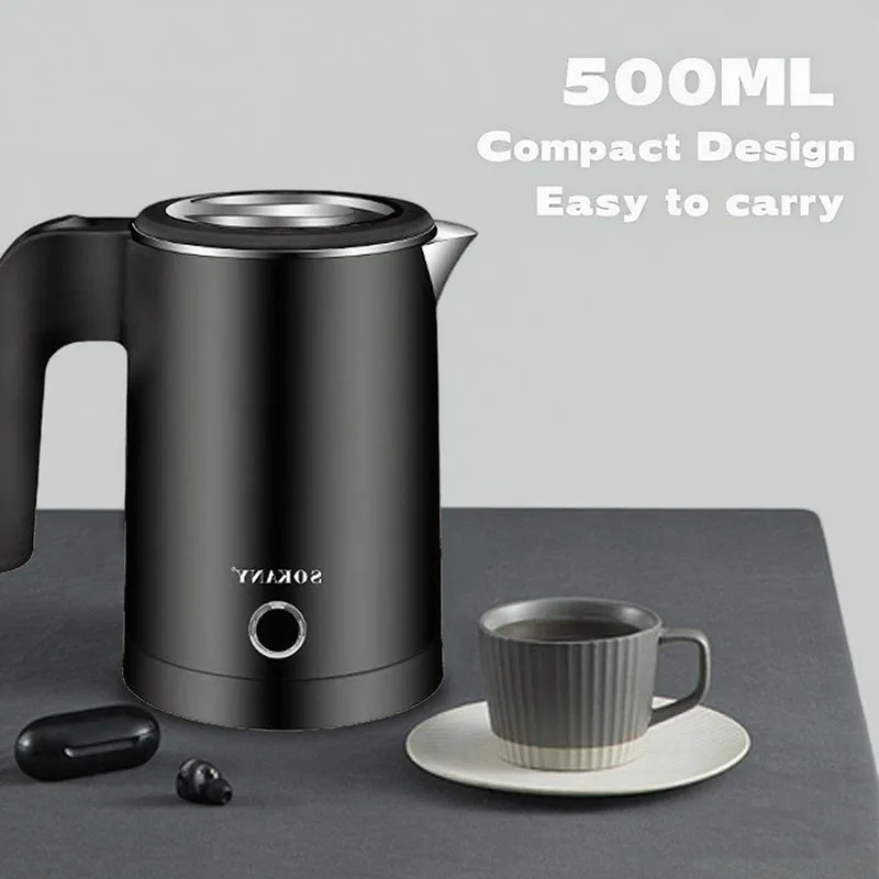 Travel Electric Kettle with anti drying Tea Coffee 0.5L Stainless Steel Portable Water Boiler Pot For Hotel Family Trip Kitchen
Travel Electric Kettle with anti drying Tea Coffee 0.5L Stainless Steel Portable Water Boiler Pot For Hotel Family Trip Kitchen