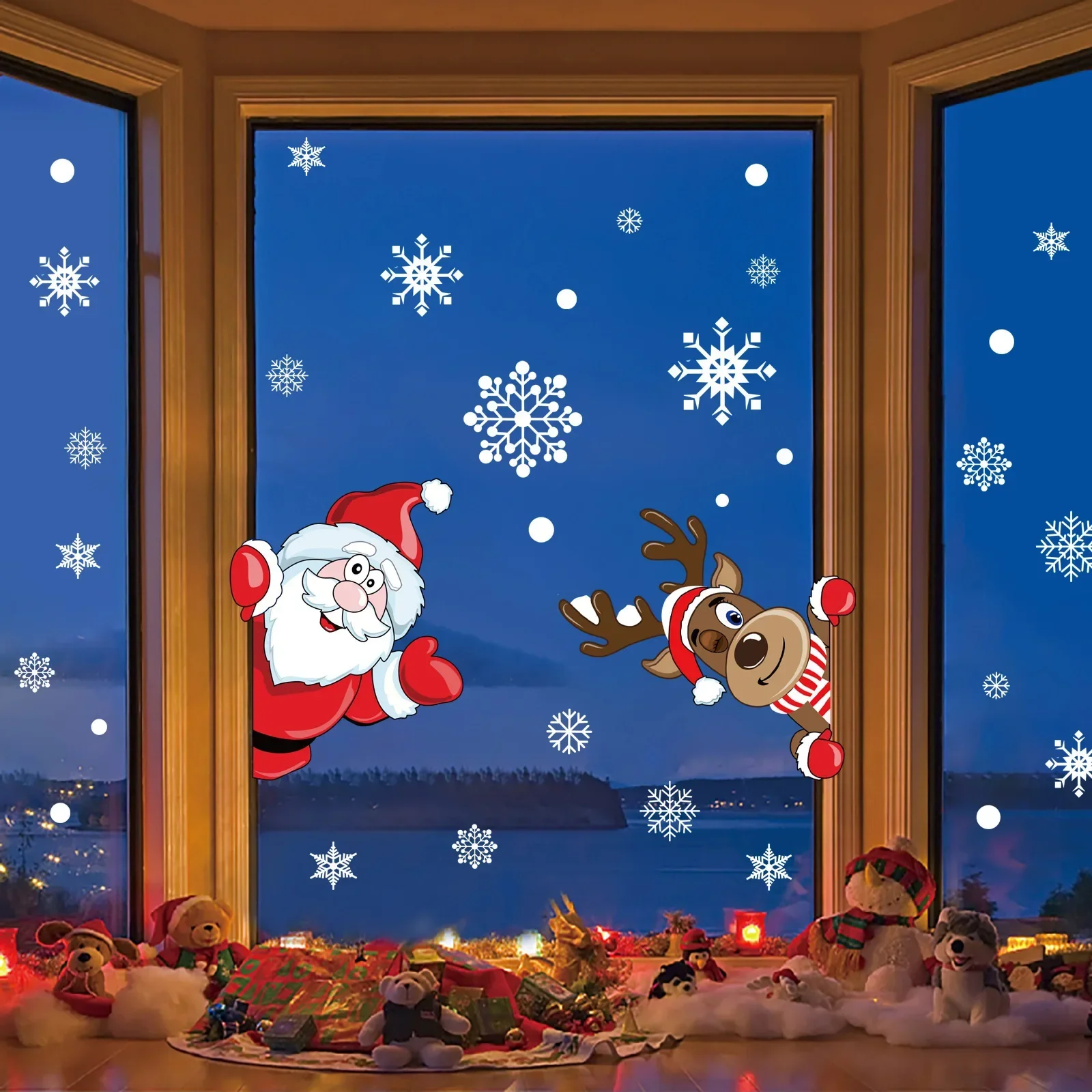 2Pcs Christmas Static Cling Stickers Set, Double-Sided Santa Claus & Reindeer Glass Decals
2Pcs Christmas Static Cling Stickers Set, Double-Sided Santa Claus & Reindeer Glass Decals